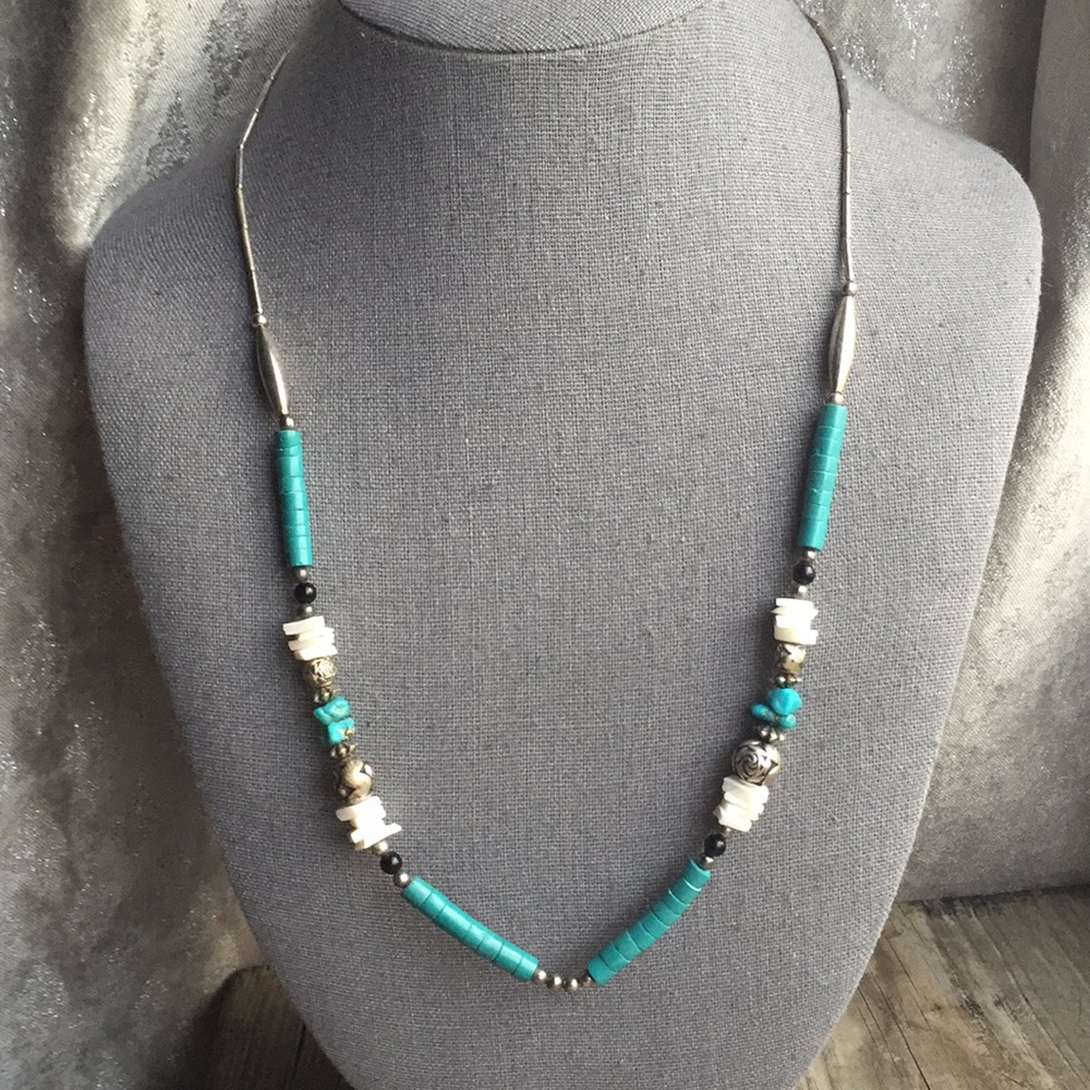vintage shell turquoise necklace